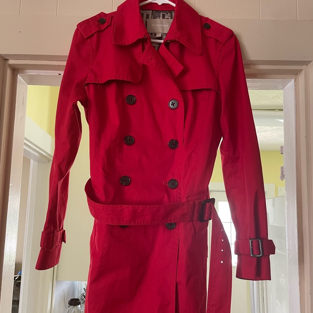 Banana Republic Trench Coat Red Size Large